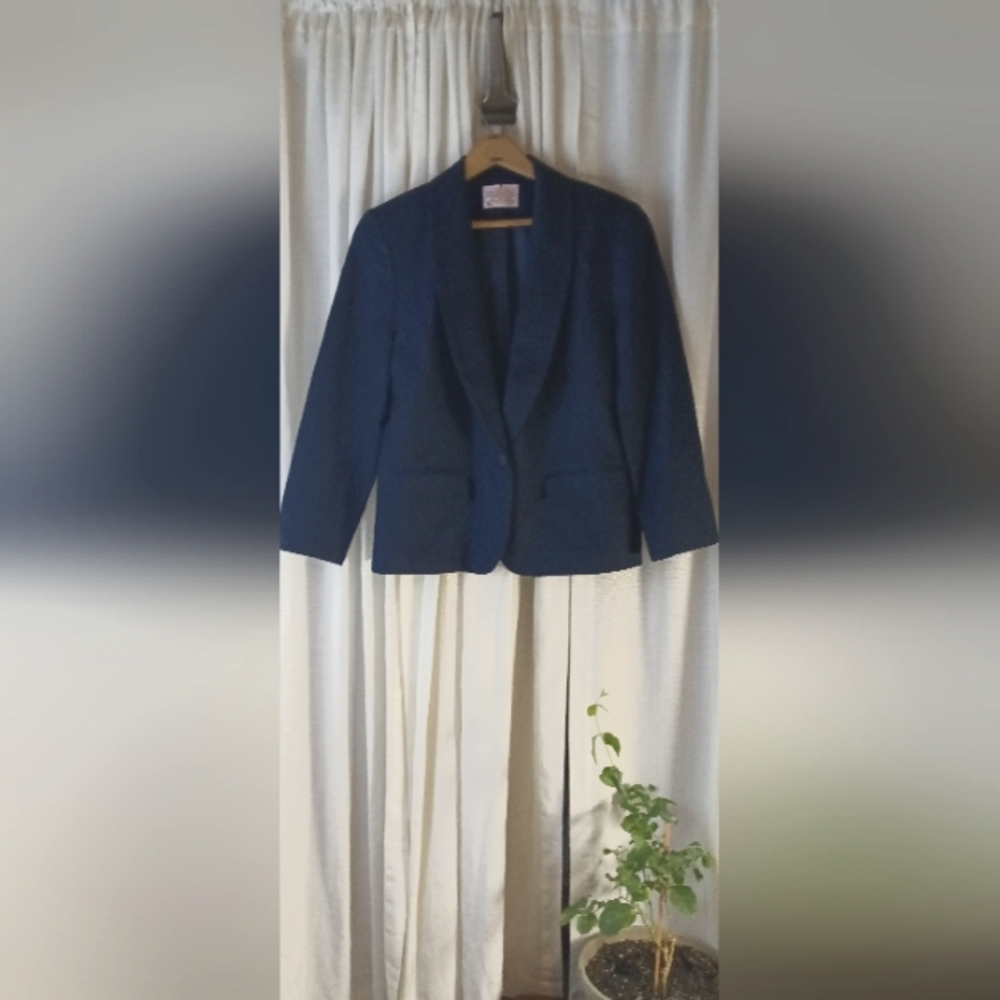 Pendleton Petite, Wool, Navy Blue, One Button Bla… - image 1